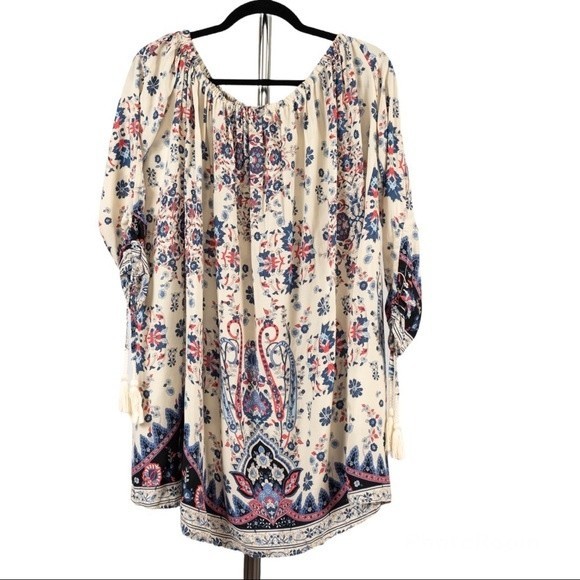 JAASE LF Navy Batik floral printed mini dress size S - Picture 1 of 14